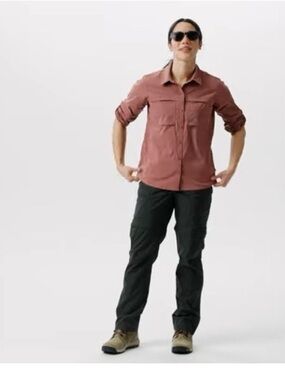 REI Women's Sahara solid long sleeve shirt in “mauve shadow”